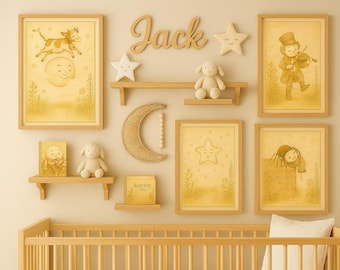 Vintage Nursery Rhyme Art Print Set – Sepia Storybook Illustrations (Digital Download)