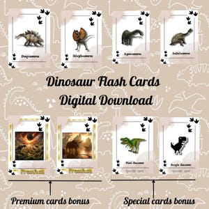Dinosaur Flashcards for Kids – 51 Printable Dino Cards with Bonus Designs | Educational PDF Digital Download