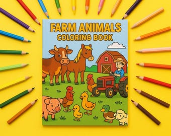 Farm Animals Coloring Book – 30 Fun Pages, Toddler Activity (Printable PDF)