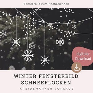 Winter Window Decoration &quot;Snowflakes&quot; – Chalk Marker Template for Printing | Christmas Decoration DIY Printable PDF Winter Decoration | Craft Decoration