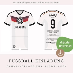 Fußball Einladung Kindergeburtstag – PDF Vorlage zum Ausdrucken | personalisierbar mit Canva | digitale Einladungskarte Fußball-Party