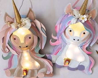 Unicorn lantern craft – DIY template to print | St. Martin's Day lantern craft kit for kids | PDF download for paper plates