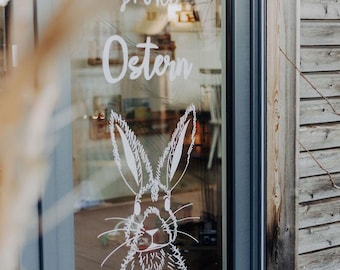 Sjabloon voor paasraamsticker met krijtstift – Paashaas raamsticker om te printen | DIY paasraamdecoratie | Printbaar PDF-bestand