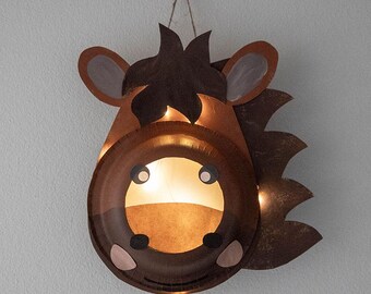 Horse lantern craft template – St. Martin lantern DIY – PDF download – Children's autumn lantern – Making lanterns with children – Horse decoration