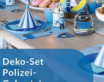 Police children's birthday decoration PDF – invitation, ID cards, table decoration – police party set to print – children's theme party 4-8 years