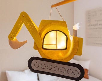 Make an excavator lantern with paper plates – DIY template for children & lantern parade (PDF download)