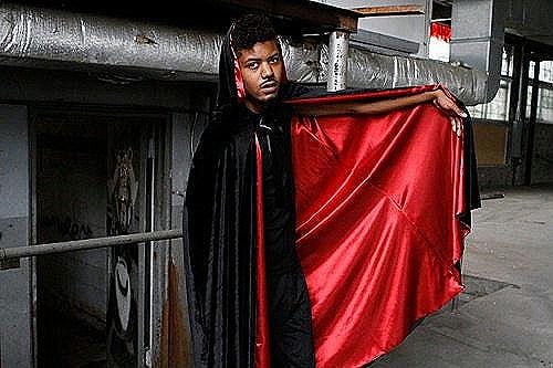 Sexy Black Velvet Cloak With Red Satin Lining. Unisex Cape