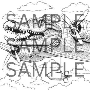 Bombardino Crocodilo Coloring Page - Printable Italian Brainrot Character for Adults & Kids - Digital Download