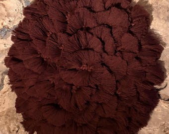 FLUFFY Burgundy Textile Wall Sculpture — Contemporary Fiber Art, One of a Kind Handmade Wall Decor, Bohemian Luxury Home