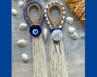 Talismán de pared "Thalía" – Ojo protector de macramé, estilo bohemio marinero