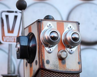 Small Orange Metal Robot Bank USA