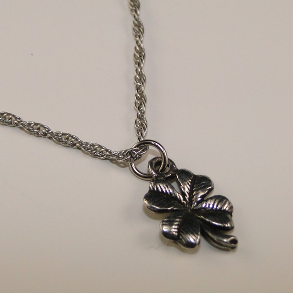 4 Leaf Clover Halskette - Silver Plated Charme auf 18 Zoll Silber Seil-Kette