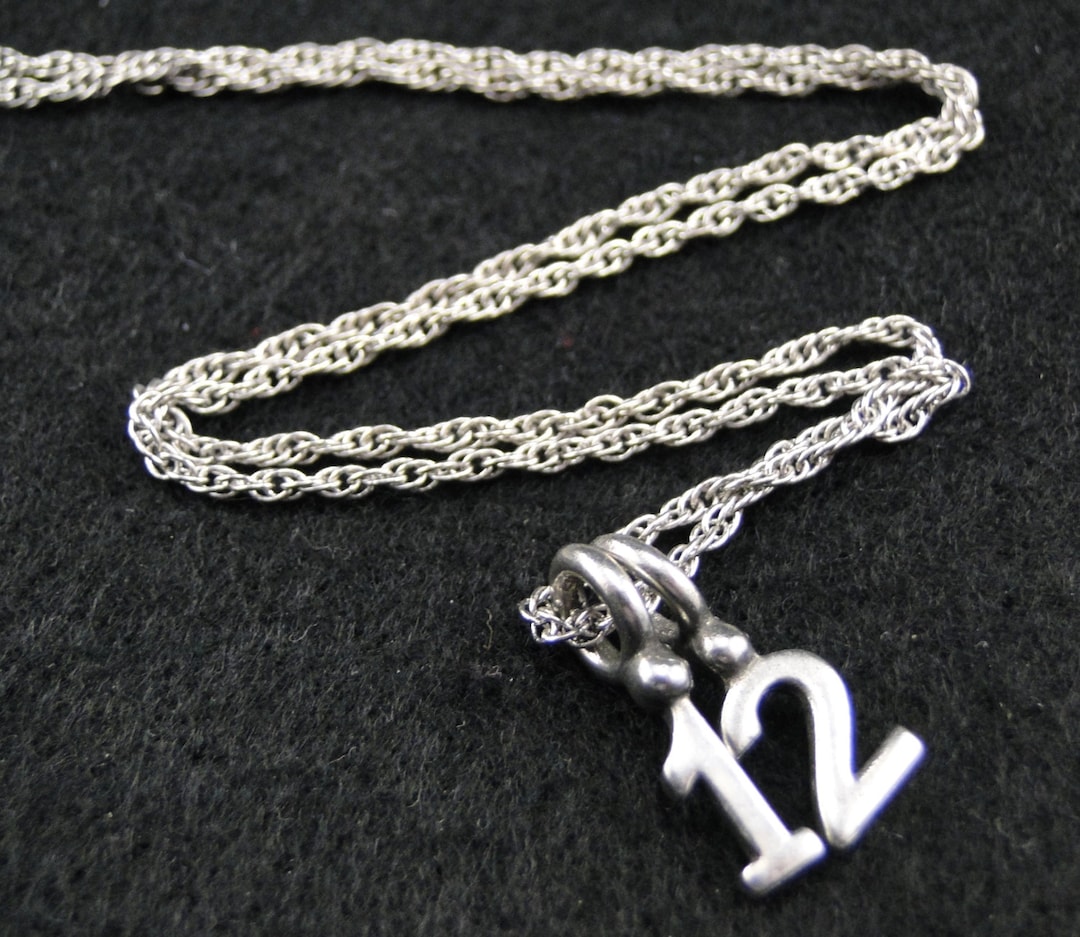 18 Inch Silver Rope Chain Jersey Number Necklace - Silver Plated Charm on 18 Inch Silver Rope ...