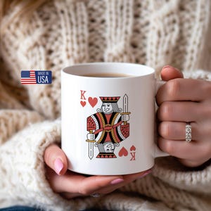 Hartenkoning mok vet speelkaartontwerp | Leuk cadeau voor vader, echtgenoot of pokerliefhebber | Keramische koffiekop van 11 oz