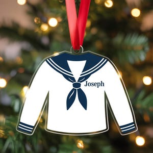 Personalized Name Sailor Navy Christmas Ornaments, 2D Navy Military Ornaments, Military Gift, Custom Sailor Navy Christmas Ornament Gift