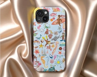 Tough Phone Cases featuring Curious George tropical beach vibes, Protective Phone Covers, Durable Phone Accessories, Cute Monkey Phone