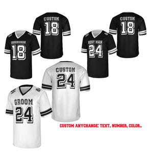 Groom & Groomsmen Jersey Shirts, Groom and Groomsman Matching Football Jersey Bachelor Party Custom Names and Numbers Best Man Groom Shirts