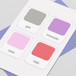 COLORES 11 Cartões para colorir Aula de espanhol Cartões Montessori Cartões pré-escolares Cartões educativos para impressão Download instantâneo PDF Espanhol