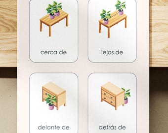 Spanish Prepositions of Place Flashcards | Printable PDF | Preposiciones de Lugar | Spanish Learning Cards for Beginners