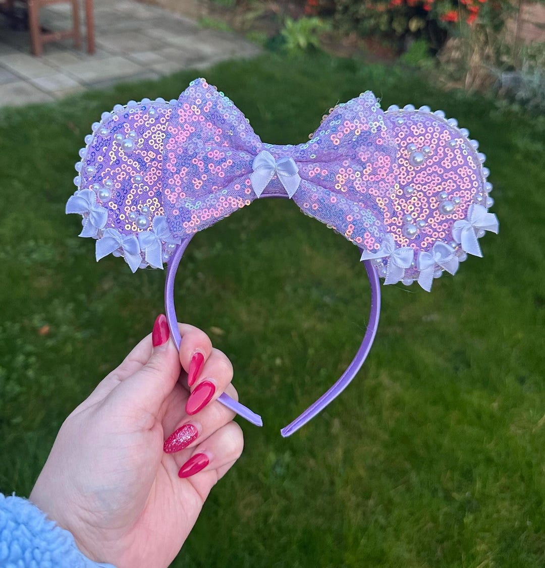 Gorgeous Handmade Disney Inspired Purple Sequin Minnie Ears Headband - MINT Lavender Sequin Mouse Ears | Minnie Ears | Mickey Ears  main image 3