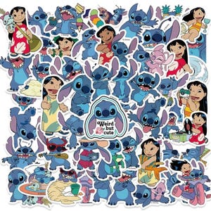 Paquete de pegatinas misteriosas de extraterrestre azul tropical / Pegatinas de vinilo lindas / Pegatinas sorpresa de extraterrestre azul / Regalo inspirado en el ratón mágico kawaii (15/10/20)