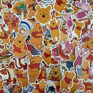 Lot d'autocollants Winnie l'ourson - Autocollants Disney inspirés par lot de 15/10/20/25 - Idéal pour les journaux, les ordinateurs portables et les albums de coupures | Bourriquet | Porcelet