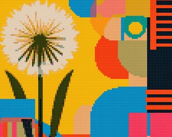 Whimsical Dandelion Cross Stitch Chart - Instant Download PDF