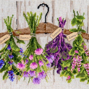 New embroidered painting Finished cross stitch Still Life Gift &quot;Bouquets of herbs&quot;
