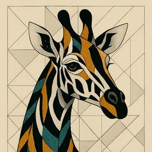Geometric Giraffe Digital Print – Modern Minimalist Poster for Home or Office Wall Art
