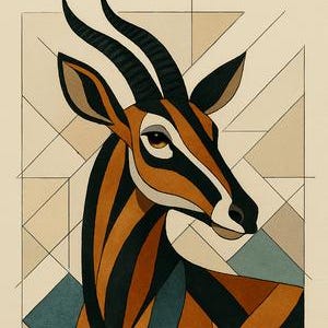 Geometric Antelope Digital Print – Modern Minimalist Poster for Home or Office Wall Art