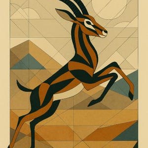 Geometric Gazelle Digital Print – Modern Minimalist Poster for Home or Office Wall Art