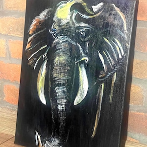 Karte „Slon“ 30x40 cm | Acryl auf Holz | Символ силы и мудрости | Aktuelles Spiel im Internet | Energiefonds