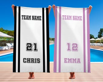 Custom Team Beach Towel, Sports Beach Towel, Football Beach Towel, Volleyball Soccer Basketball Baseball Team Gift, School Team Pool Towel