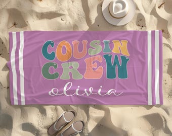 Personalized Cousin Crew Beach Towel, Custom Family Summer Gift, Kids Pool Towel, Gift for Cousins, Matching Cousin Trip Gift, Vacation Gift