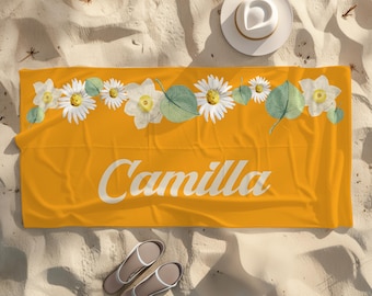 Custom Floral Beach Towel, Unique Gift Idea, Bachelorette Party Towel, Girls Trip Pool Towel, Kids Pool Towel, Soft & Quick-Dry Beach Towel