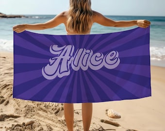 Retro Style Personalized Beach Towel, Unique Vacation Gifts, Soft & Quick-Dry Towel, Kids Beach Towel, Vintage Bachelorette Party Pool Towel
