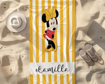 Personalized Kids Towel, Birthday Gift For Kids, Kids Beach Towel, Mickey Minnie Disney Design Towel, Soft, Quick Dry Towel, Disneyland Trip