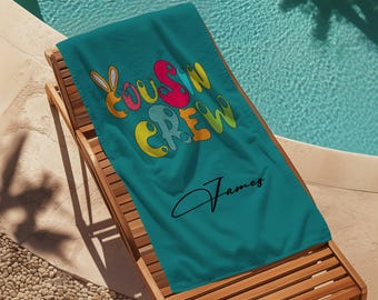 Personalized Cousin Crew Beach Towel, Custom Family Summer Gift, Kids Pool Towel, Gift for Cousins, Matching Cousin Trip Gift, Vacation Gift