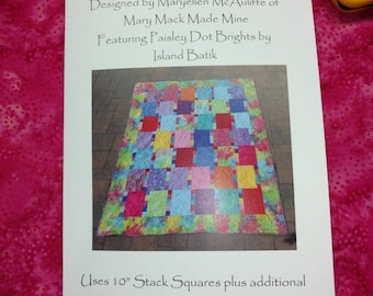 Quilt Pattern for Stack Tiles using 10" squares Booklet of illustrated directions to make a quilt.