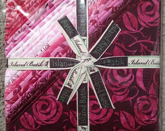 Island Batik Positively Pink Breast Cancer Stack 10 in squares Batik Fabric Precut