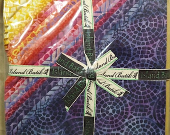 Island Batik Juicy Mosaics Stack 10 in squares Batik Fabric Precut