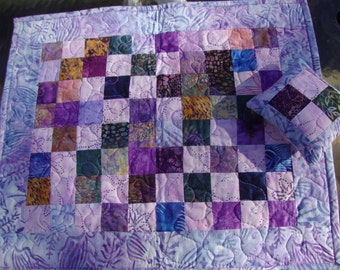 CUSTOM ORDER Doll Quilt with Pillow Table Topper