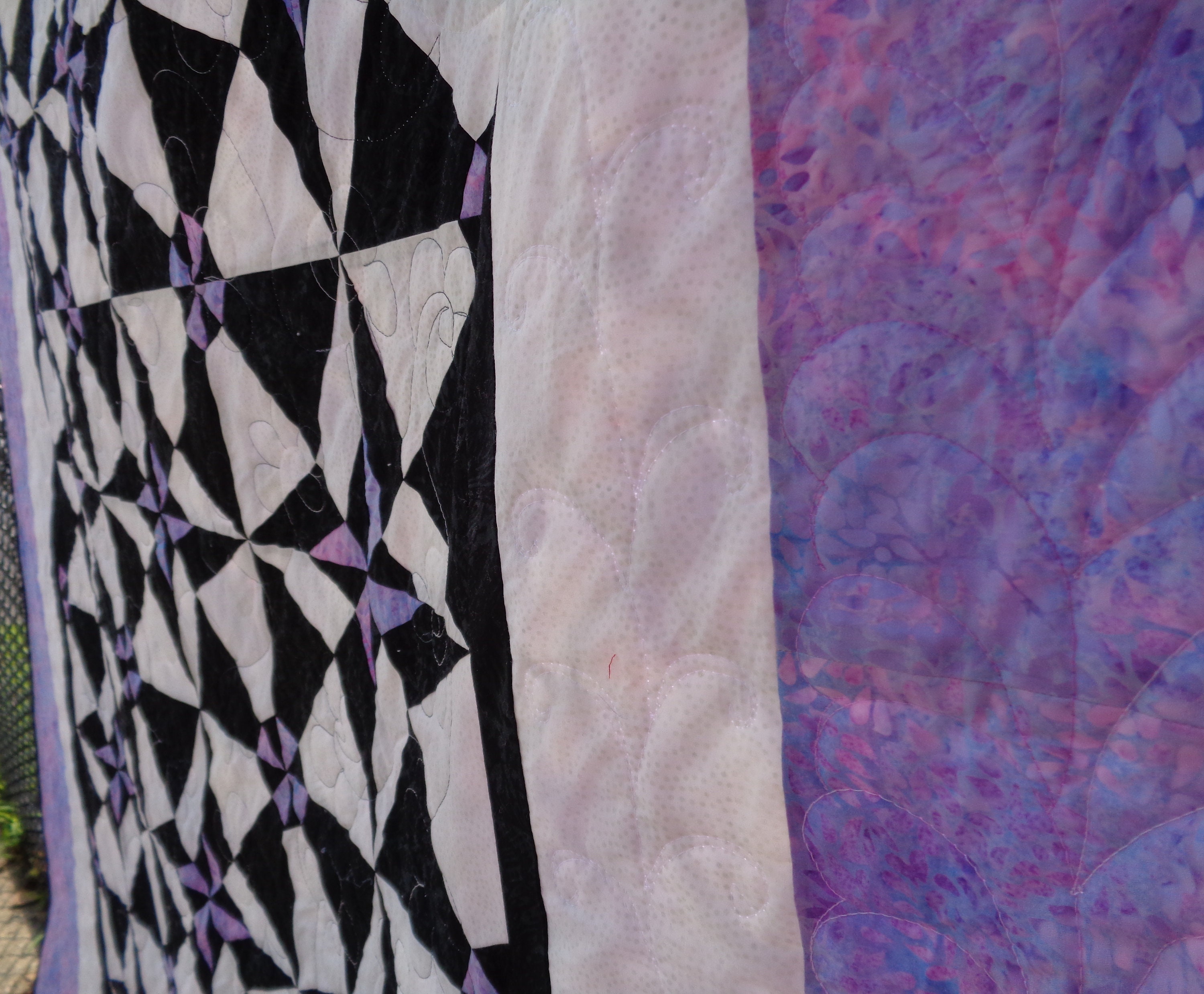 Day and Night Batik Lap Quilt Patchwork Black White Lavender Quiltsy ...