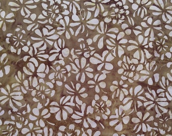 Island Batik Clover Tan Olive Leaf Fabric by the yard