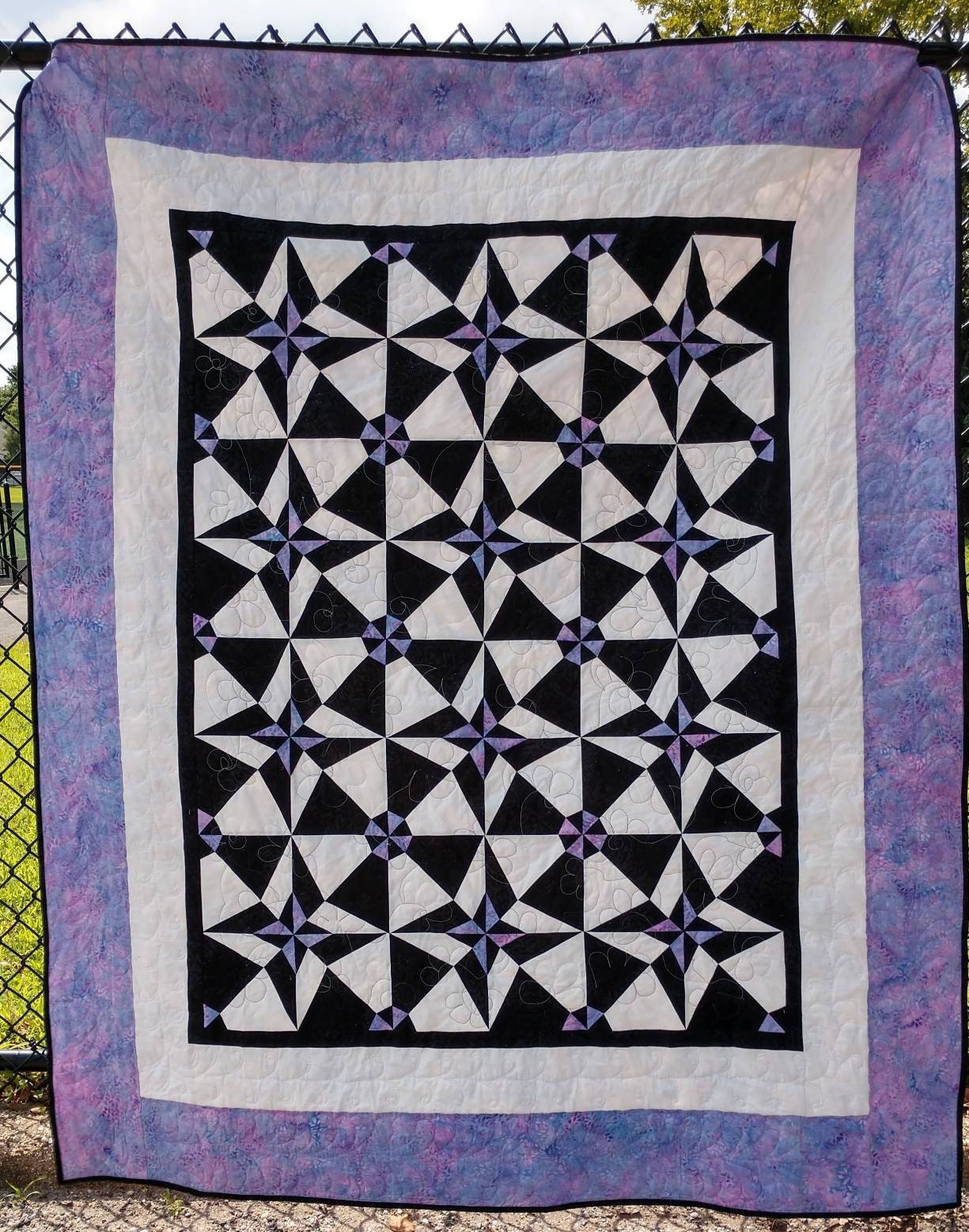 Day and Night Batik Lap Quilt Patchwork Black White Lavender Quiltsy ...
