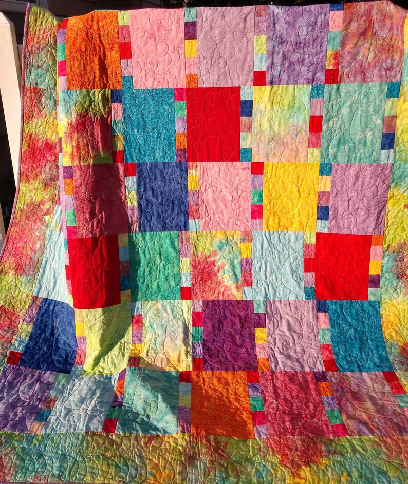 Paisley Dot Bright Twin Patchwork Quilt Etsy