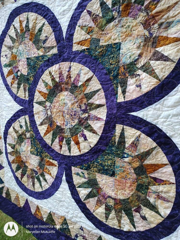 New York Beauty Quilt Lap Twin Full Size Pumpkin Spice Fabric ...