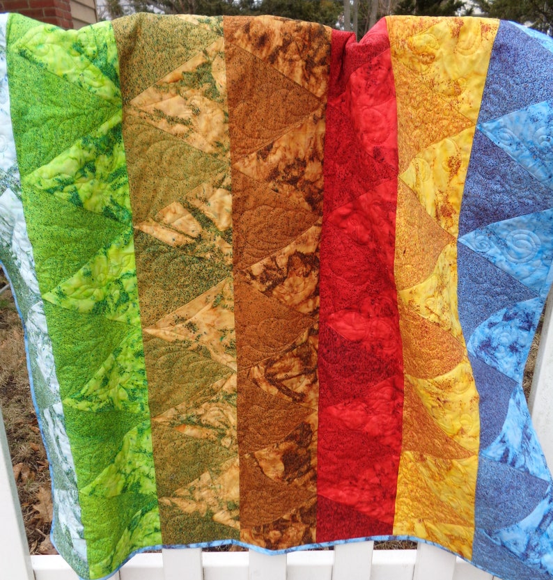 Bright Batik Baby Quilt Quiltsy Handmade Island Batik Sea Salt Etsy