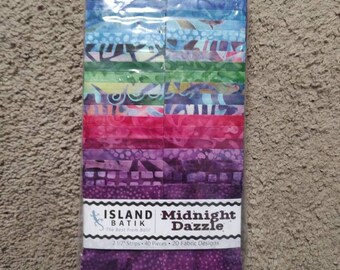Island Batik Midnight Dazzle Strip Pack Jellyroll 2.5" Strips Fabric