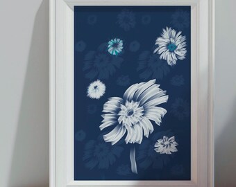 Abstract Flower Art Print: Modern Floral Illustration (Digital Download)